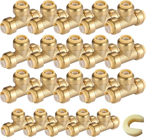 Miniatura 22 de Paquete de 12 acoplamientos rectos Pushfit de 1/2 pulgada, acoplamiento a presión de latón PEX con clip de desconexión, accesorios de plomería a