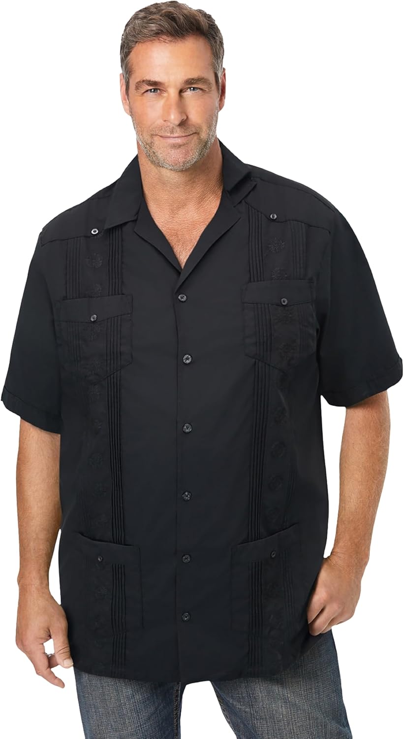 KingSize Men's Big & Tall Short-Sleeve Guayabera Shirt