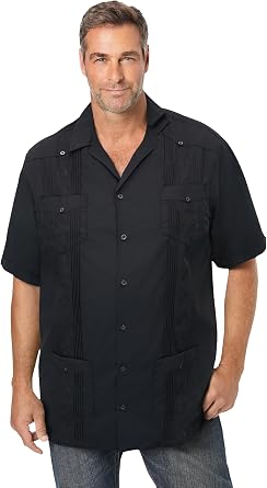 قميص Guayabera رجالي كبير وطويل بأكمام قصيرة من KingSize