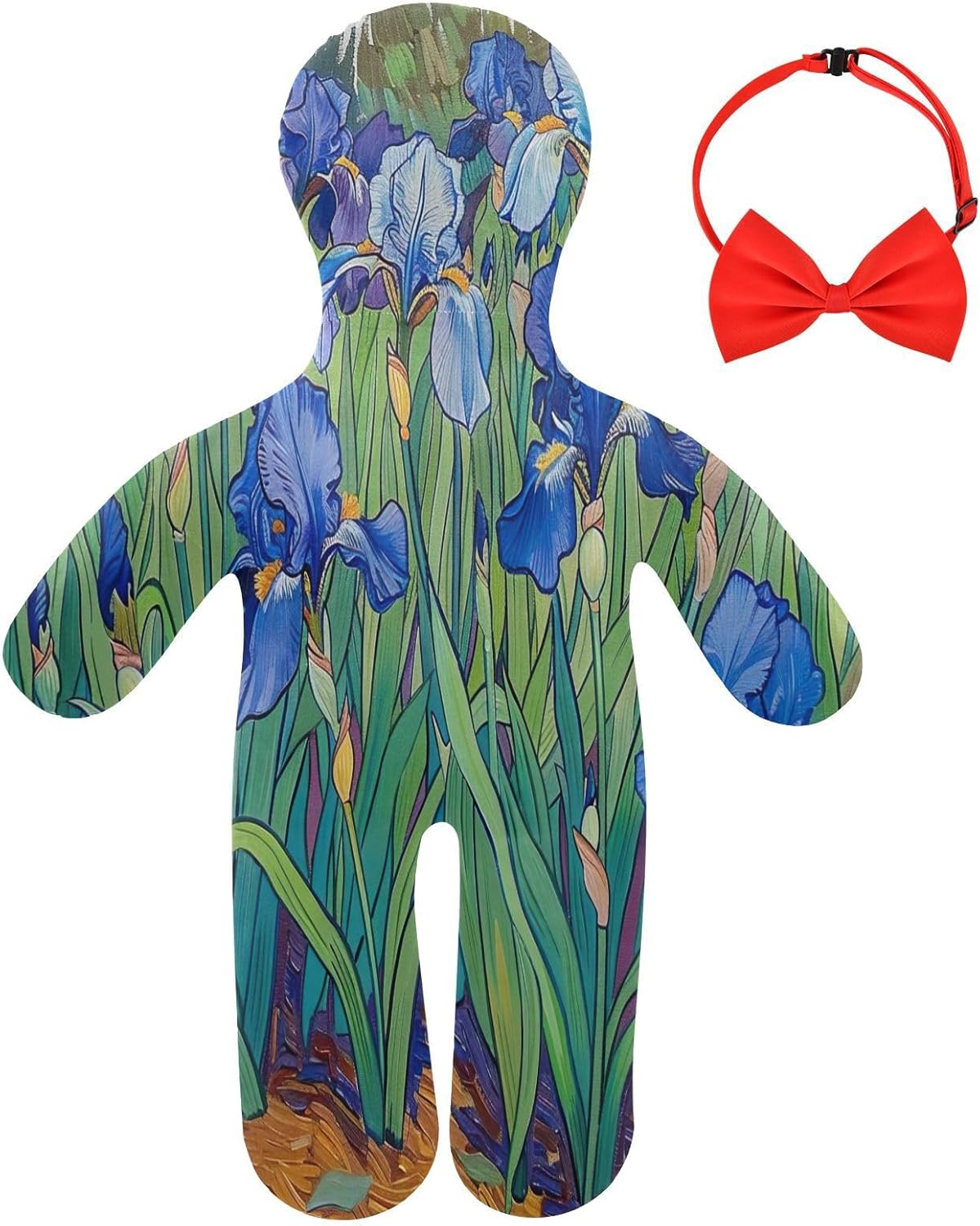 Blue Flower Human-Shaped Pillow Soft Body Pillows Washable Velvet Pillows for Anxiety Relief Sleeping Cuddling & Support