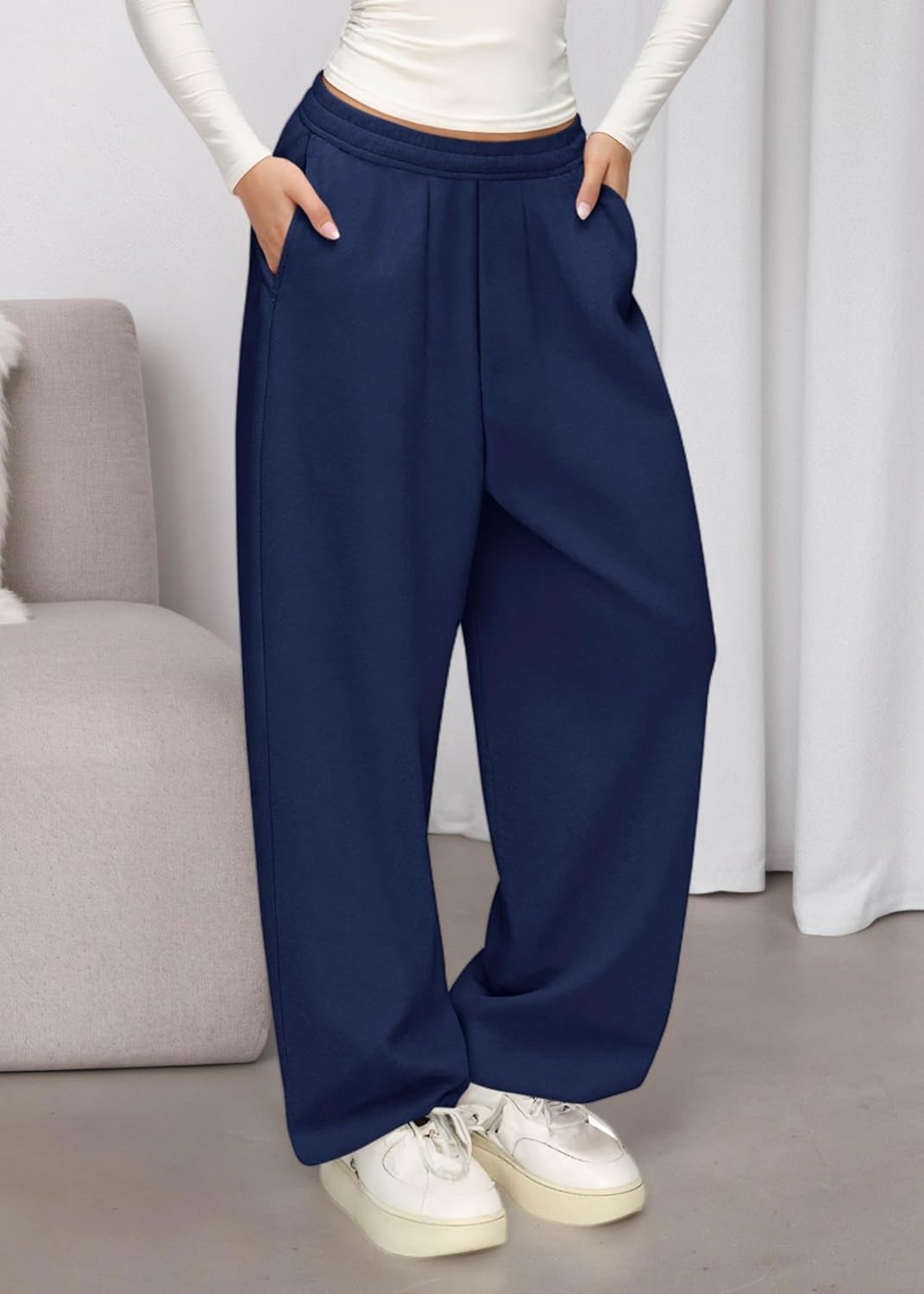 KIRUNDO Sweatpants Women 2025 Fall Baggy Wide Leg Lounge Pants Casual Elastic High Waisted Workout Joggers with Pockets - Image 2