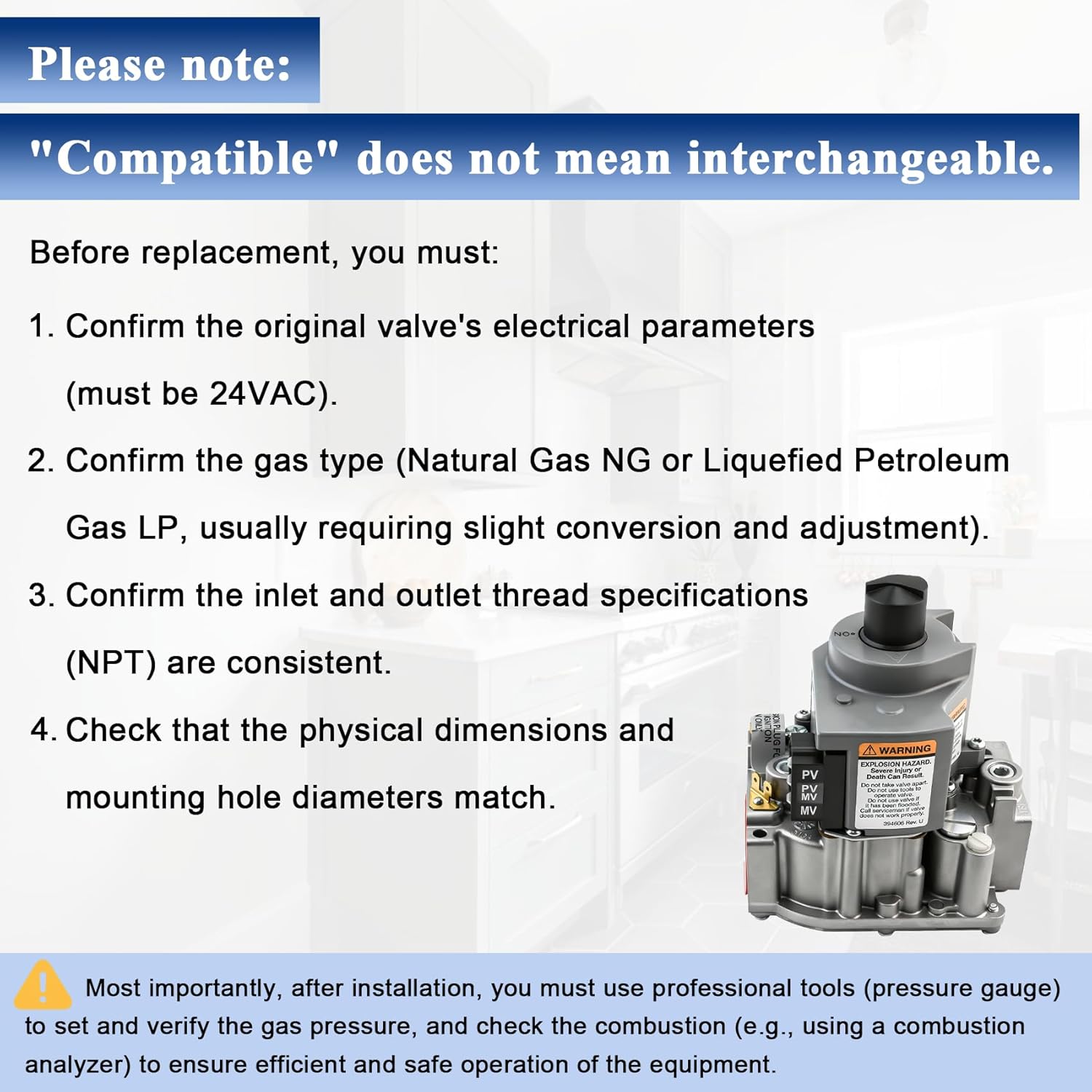 VR8345M4302 Gas Valve (OEM) Fit Honeywell Universal Electronic Ignition Pilot 24 Vac Standard Opening, Intermittent / Direct Ignition Gas Valve 3/4 x 3/4. Set 3.5" WC