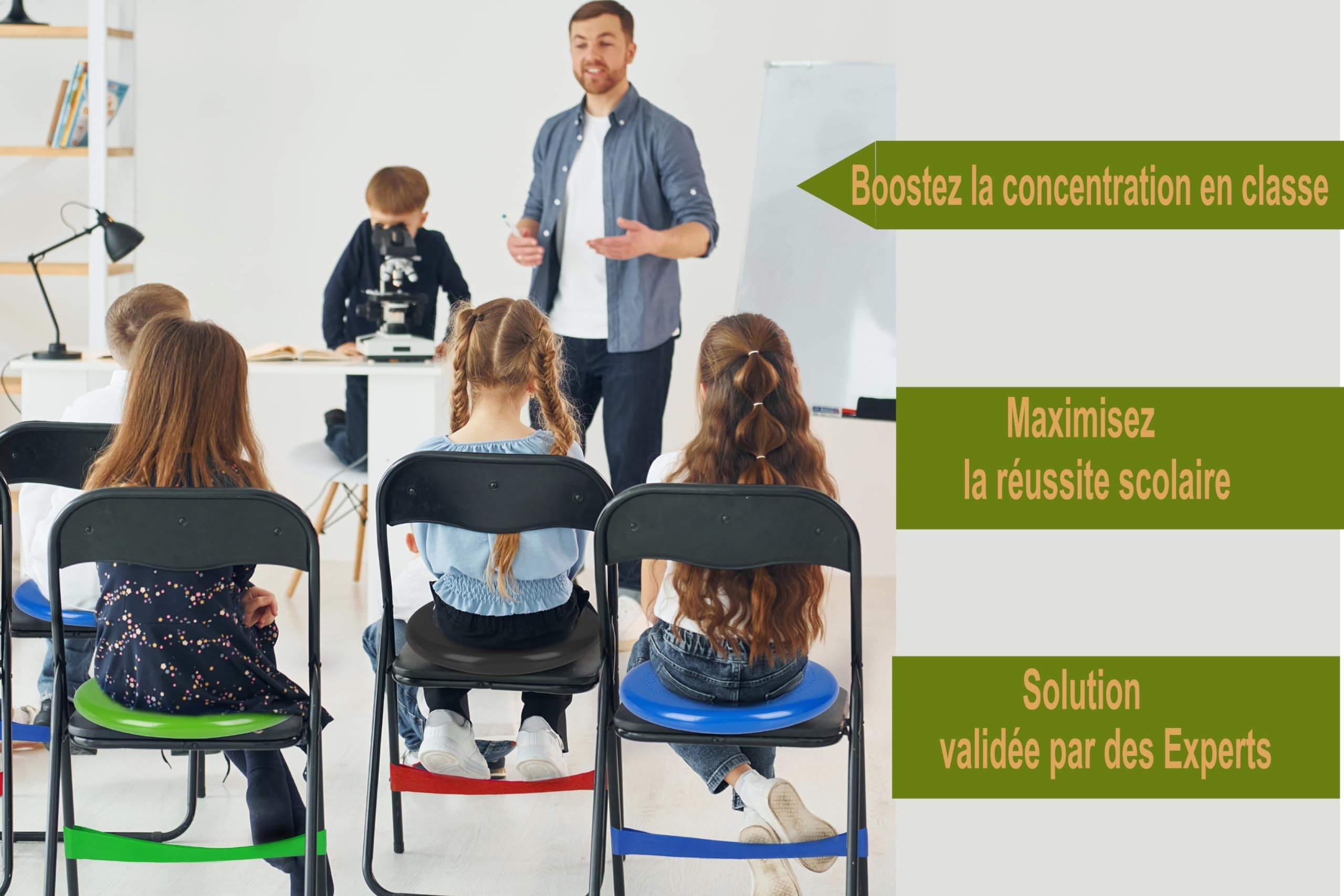 coussin TDAH et bandes élastiques pour enfants, kit sensoriel avec eBook éducatif, pour attention et assise active