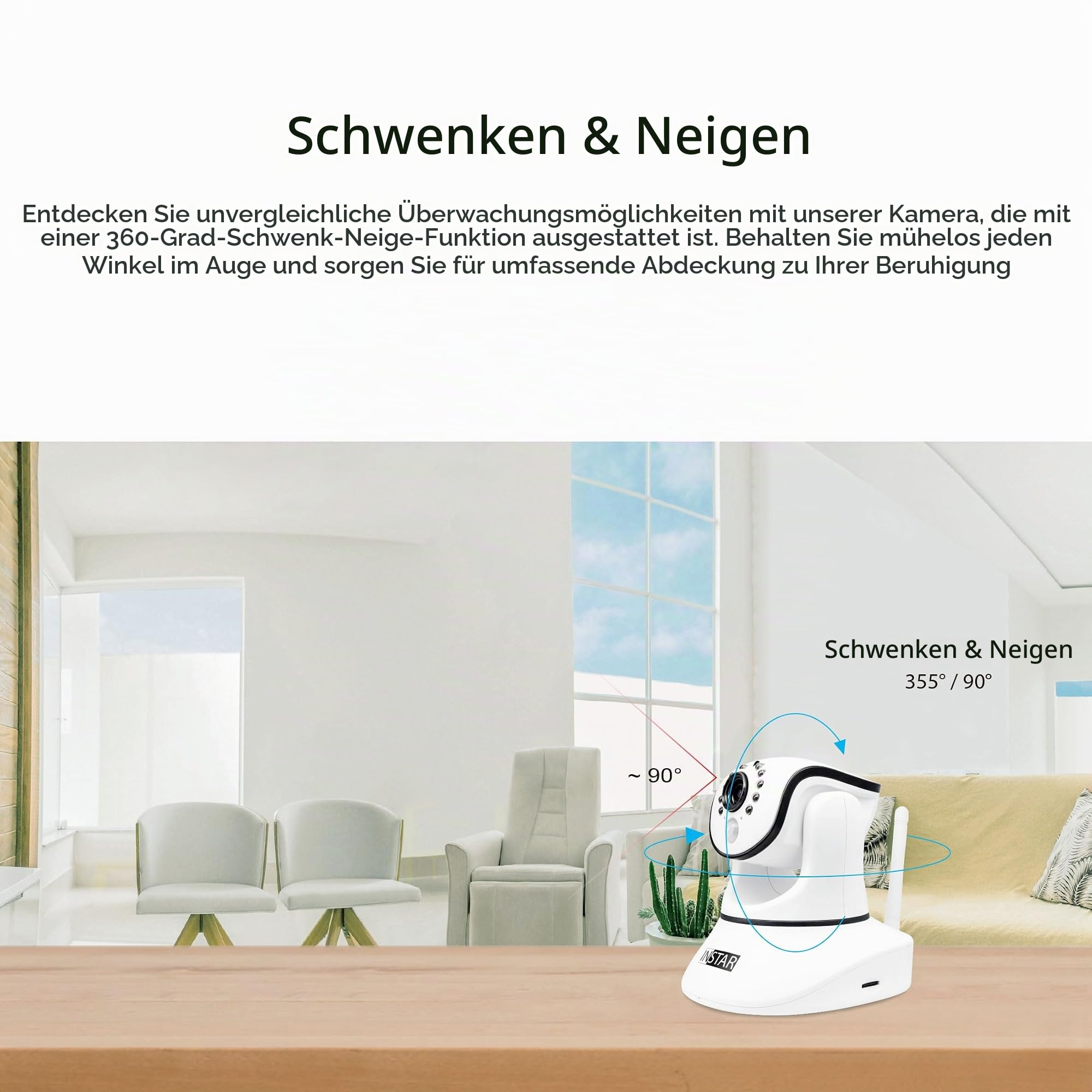 INSTAR IN-8815 4K Innenkamera weiß, WLAN/LAN/PoE, steuerbare PT IP Kamera, HomeKit Secure Video, AI-Personenerkennung, IR-Nachtsicht, 2-Wege-Audio, Alarm I/O, Audio-Ausgang, MQTT, WPA3