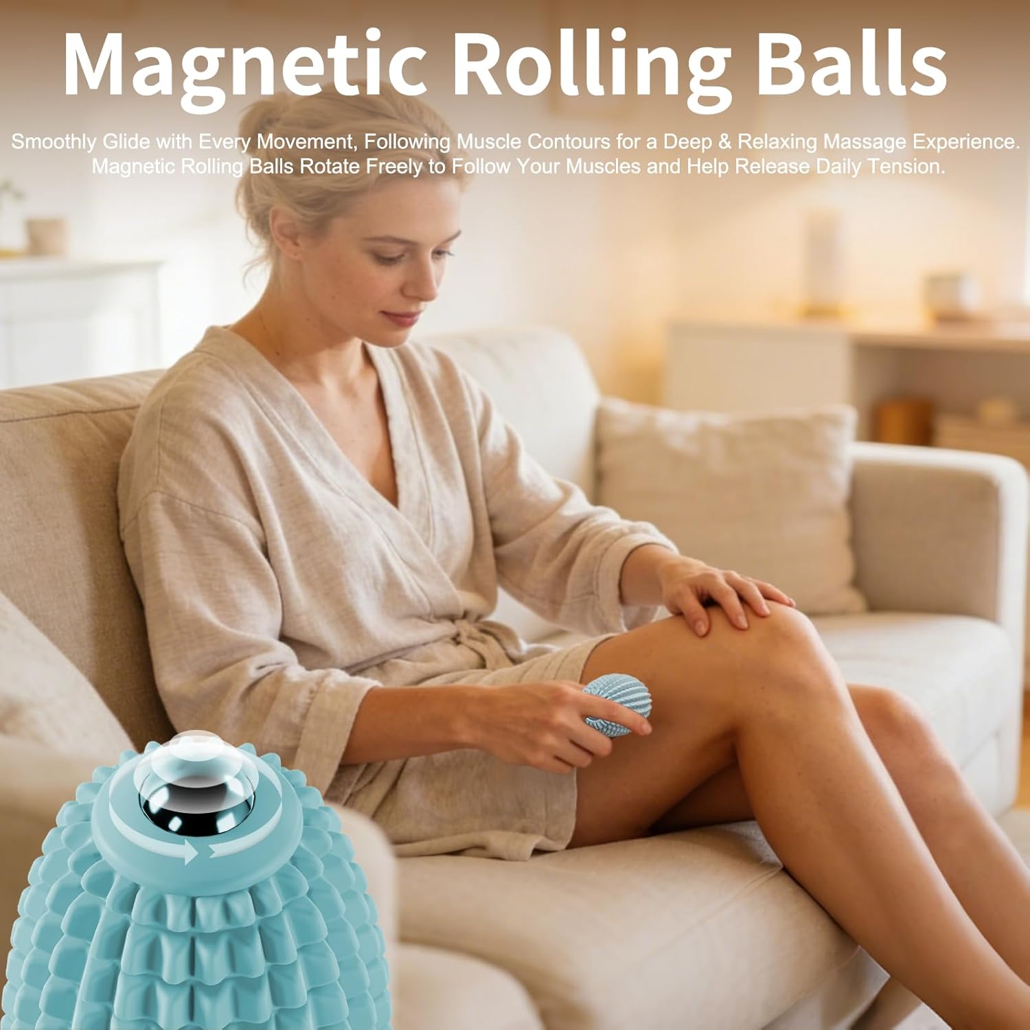 Vibrating Massage Ball for Plantar Fasciitis, Silicone Trigger Point, Myofascial Massage Ball, Deep Tissue Roller for Back, Neck, Foot, Muscle Recovery, Hip & Psoas Release Tool (Blue)