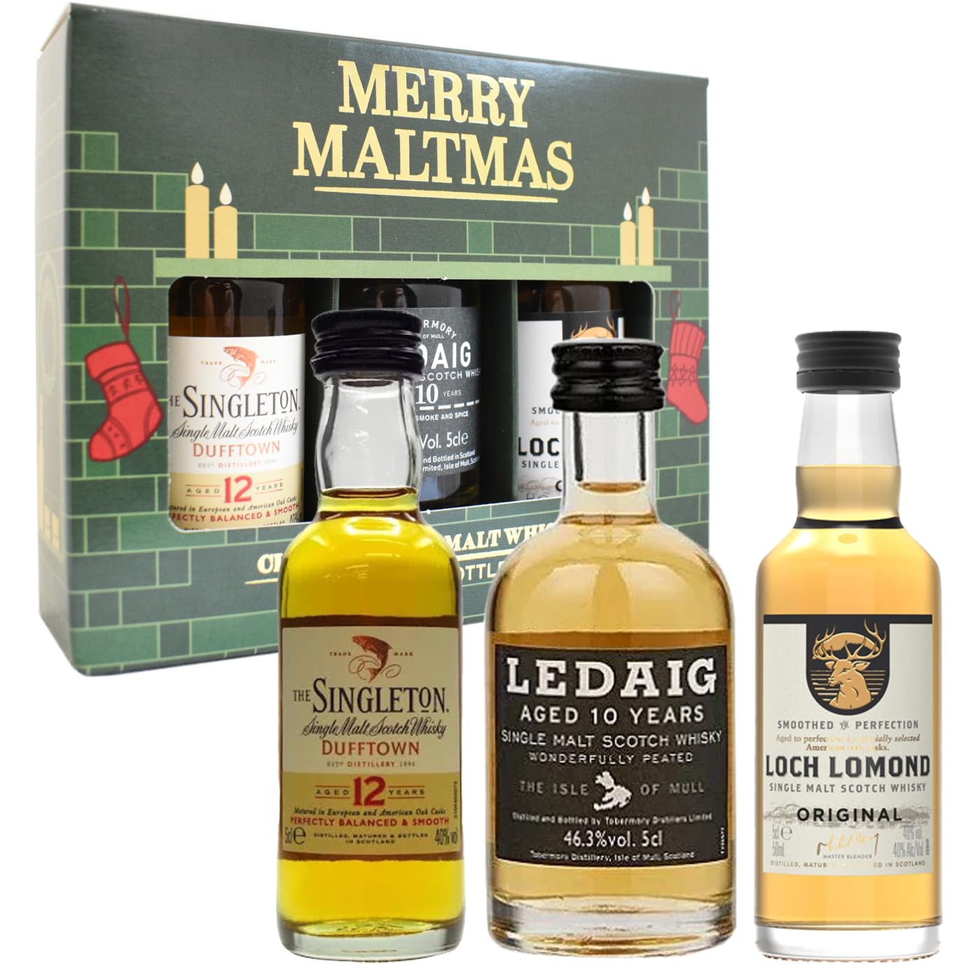 Select Drams - Merry MaltMas - Single Malt Whisky - Whisky Gift Set Miniatures - Whiskey Gift Sets for Men and Women - 3x5cl Whisky Miniature Alcohol Gift Sets Bottles