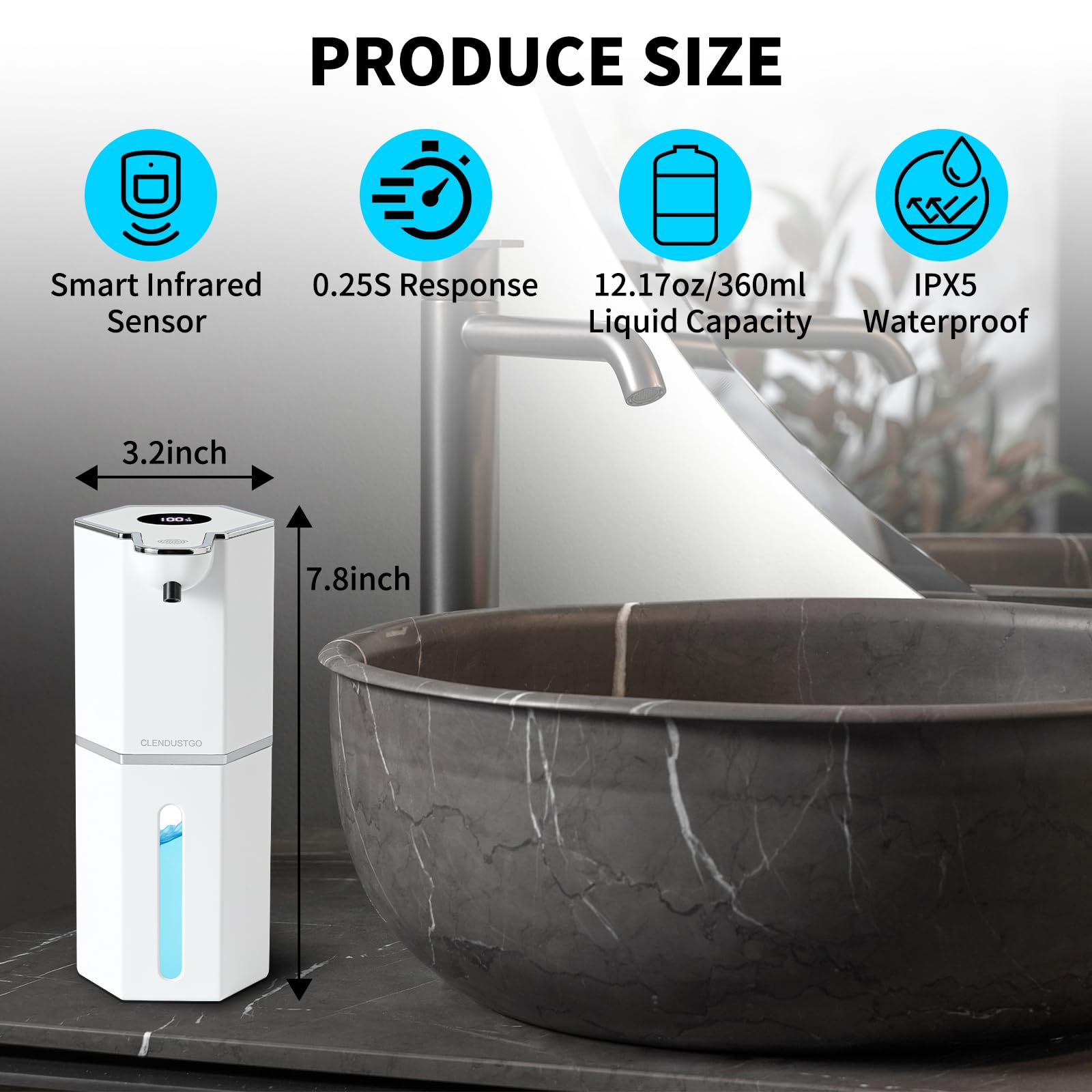 Dispensador automático de jabón espuma blanca