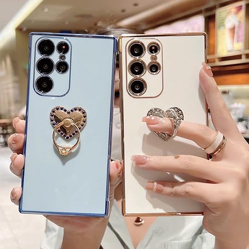 Miniatura 3 de Elegante funda ligera y suave de TPU para Samsung Galaxy S21 S20 Ultra Plus FE Fashion Love en forma de corazón con anillo de dedo a prueba de
