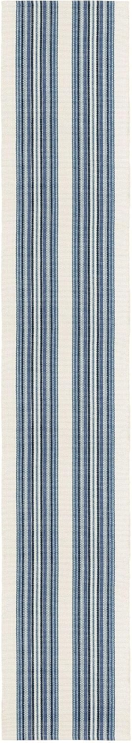 Dash and Albert Road Runner Indoor/Outdoor Area Rug - 3' x 5' Blue Stripe Handwoven Accent Rug - Durable, Eco-Friendly, High Traffic Hallway, Sunroom, Stairs