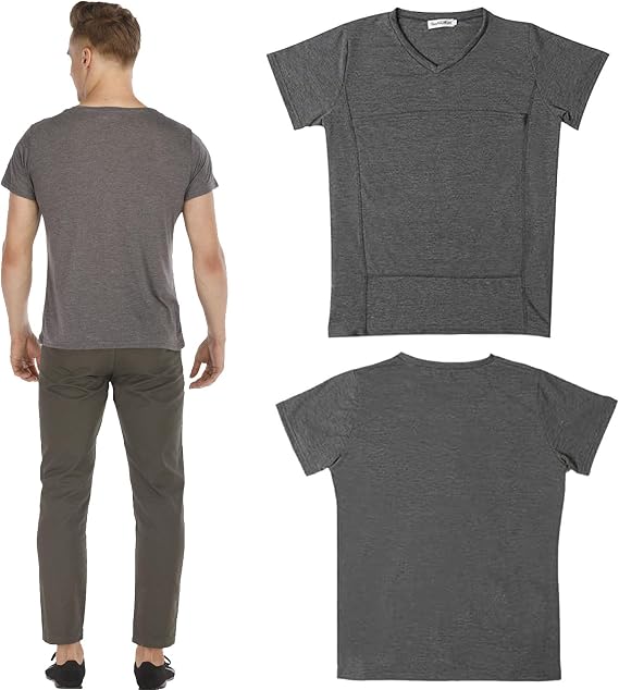Kangaroo Shirt for Dad and Baby, Mens Kangaroo Baby Carrier Shirt Dad Baby Carrier Shirt V Neck Short Sleeve T-Shirts