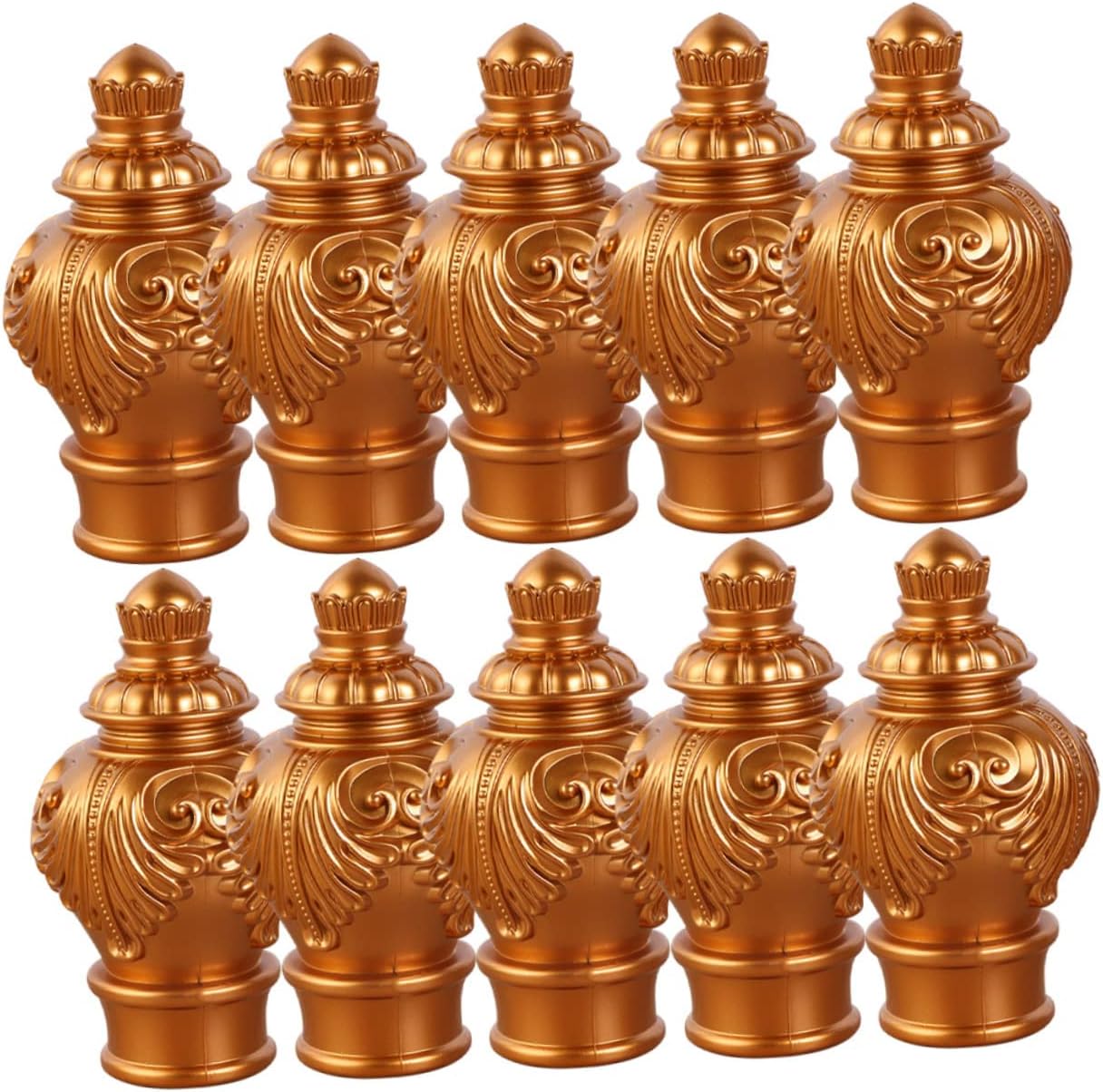 10pcs Vintage Curtain Rod Caps Decorative Curtain Pole Ends Elegant PVC Finials for Window Treatments and Stylish Roman Style Accessories Bright Gold