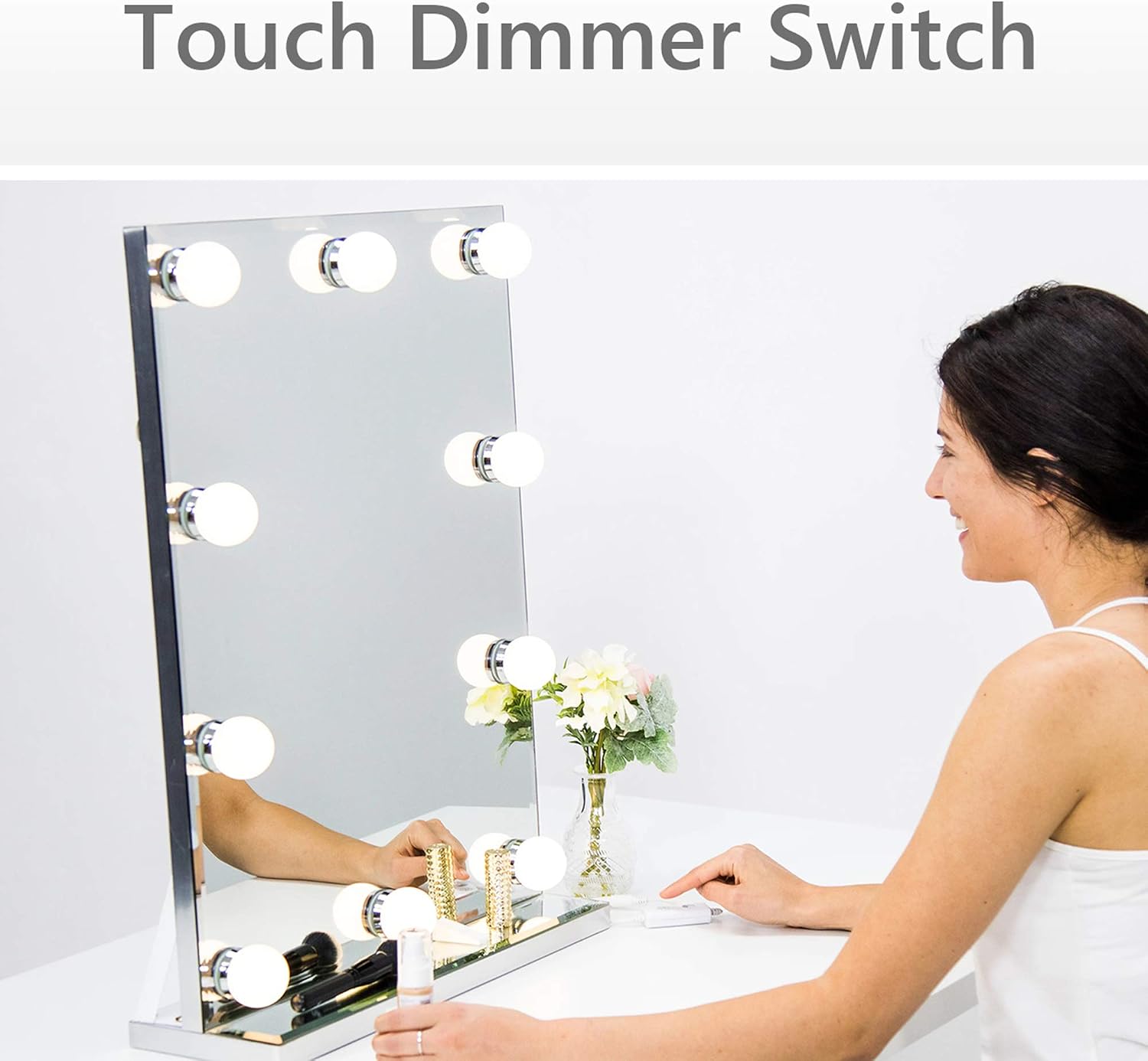 Waneway Hollywood Lighted Vanity Makeup Mirror with Bright LED Lights, Light-up Frameless Dressing Table Cosmetic Mirror with Dimmable Bulbs, Multiple Color Modes (Standard)