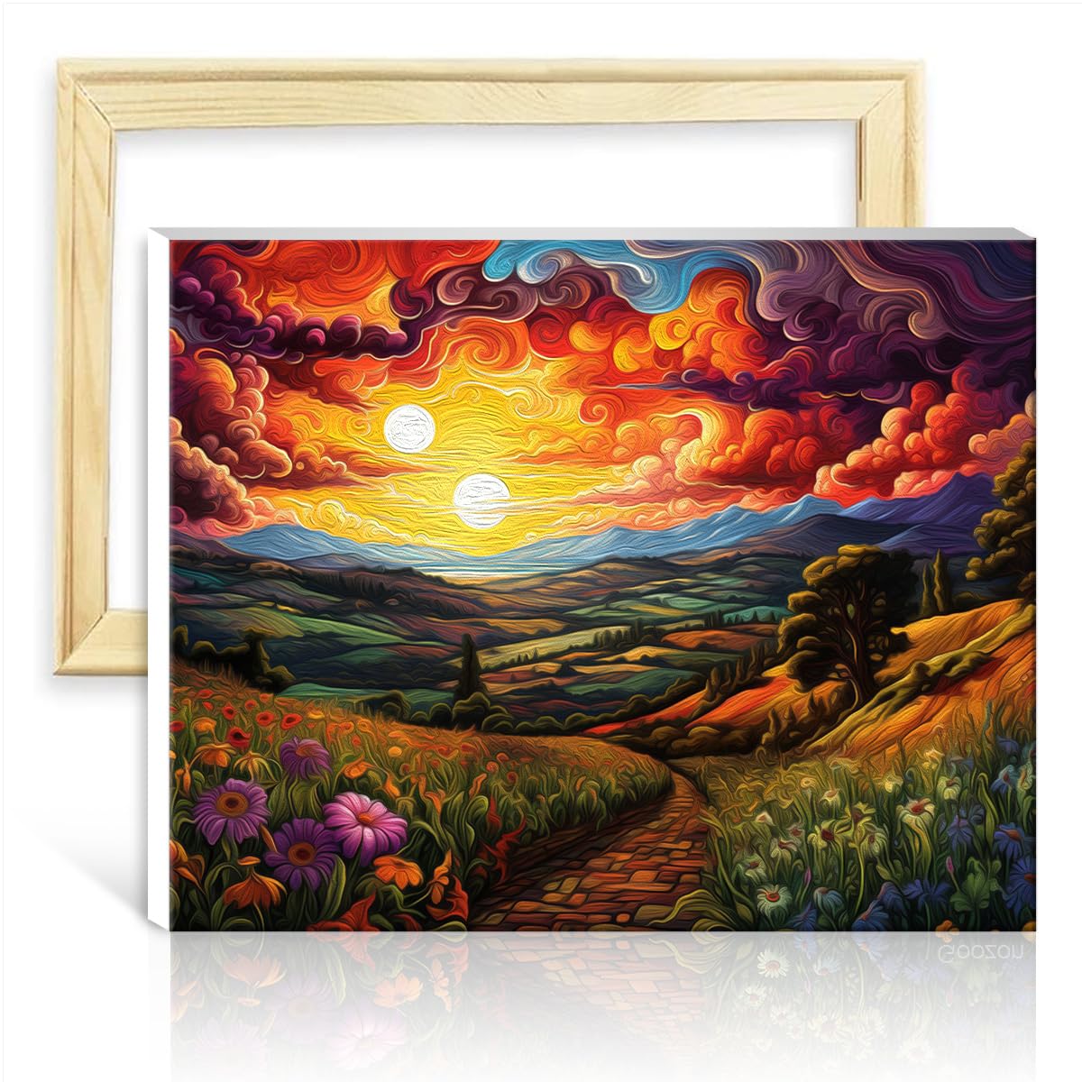 TANGFEIY Paint by Number Paintting Fields Tuscany DIY Home Decor Painting with Brushes and Acrylic Pigment on Home Living Room Decorative DIY Frame(40x50cm) โ image 1