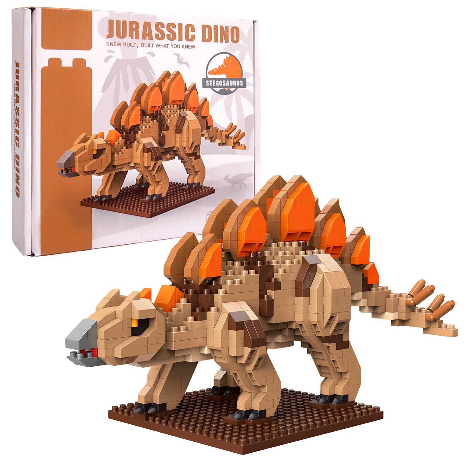 outtshop Dinosaur Stegosaurus Building Toy Set, 870 Pcs Dinosaur Mini Blocks Toy, Creative Building Ideas for Boys and Adults