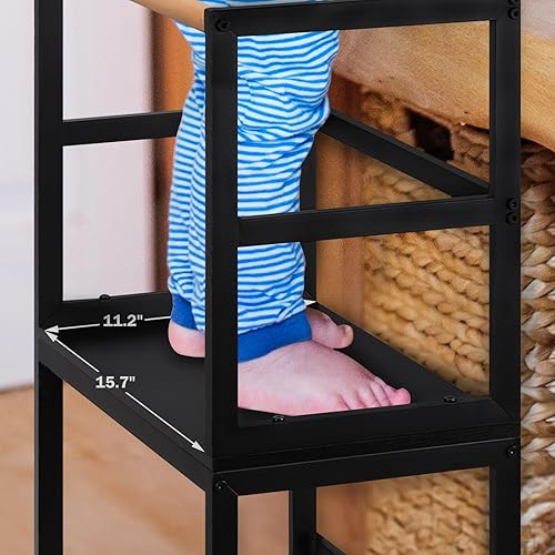 Miniatura 5 de Taburete de cocina para niños, taburete de aprendizaje blanco, taburete resistente, escalones de cama para camas altas con capacidad para hasta 150