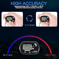 Vista 4 de Termómetro de acuario para acuario, termómetro digital LCD para tanque de peces con sonda de sensor resistente al agua y ventosa para incubadoras