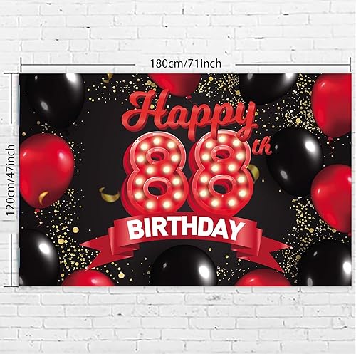 Miniatura 10 de Cartel de feliz cumpleaños 90 color rojo y negro, decoración temática de globos para niñas y mujeres, princesa de 90 años, fiesta de cumpleaños,
