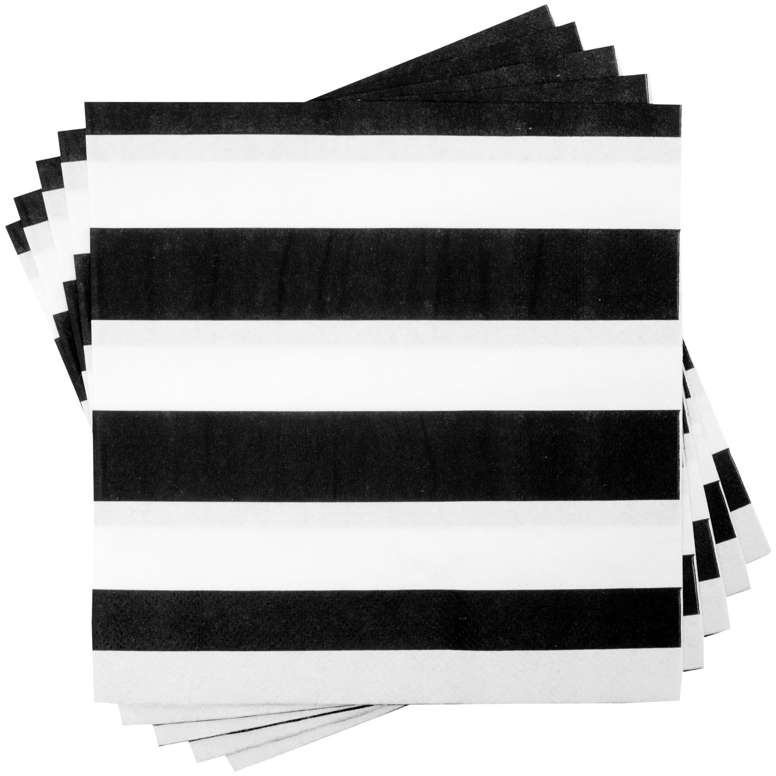 Lot de 150 serviettes de table jetables en papier - Pour anniversaire d'enfant - 2 plis - Motif rayé noir et blanc - Dépliées - 33 x 33 cm - Pliées - 16,5 x 16,5 cm