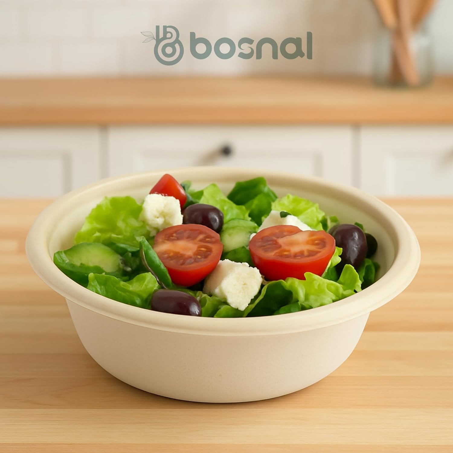 BOSNAL 16 oz Compostable Bowls – Bulk Box of 500 Pcs (20 Sets of 25), 100% Sugarcane Bagasse, Eco-Friendly Disposable Bowls for Hot & Cold Meals, Microwave Safe, BPA-Free & Sturdy