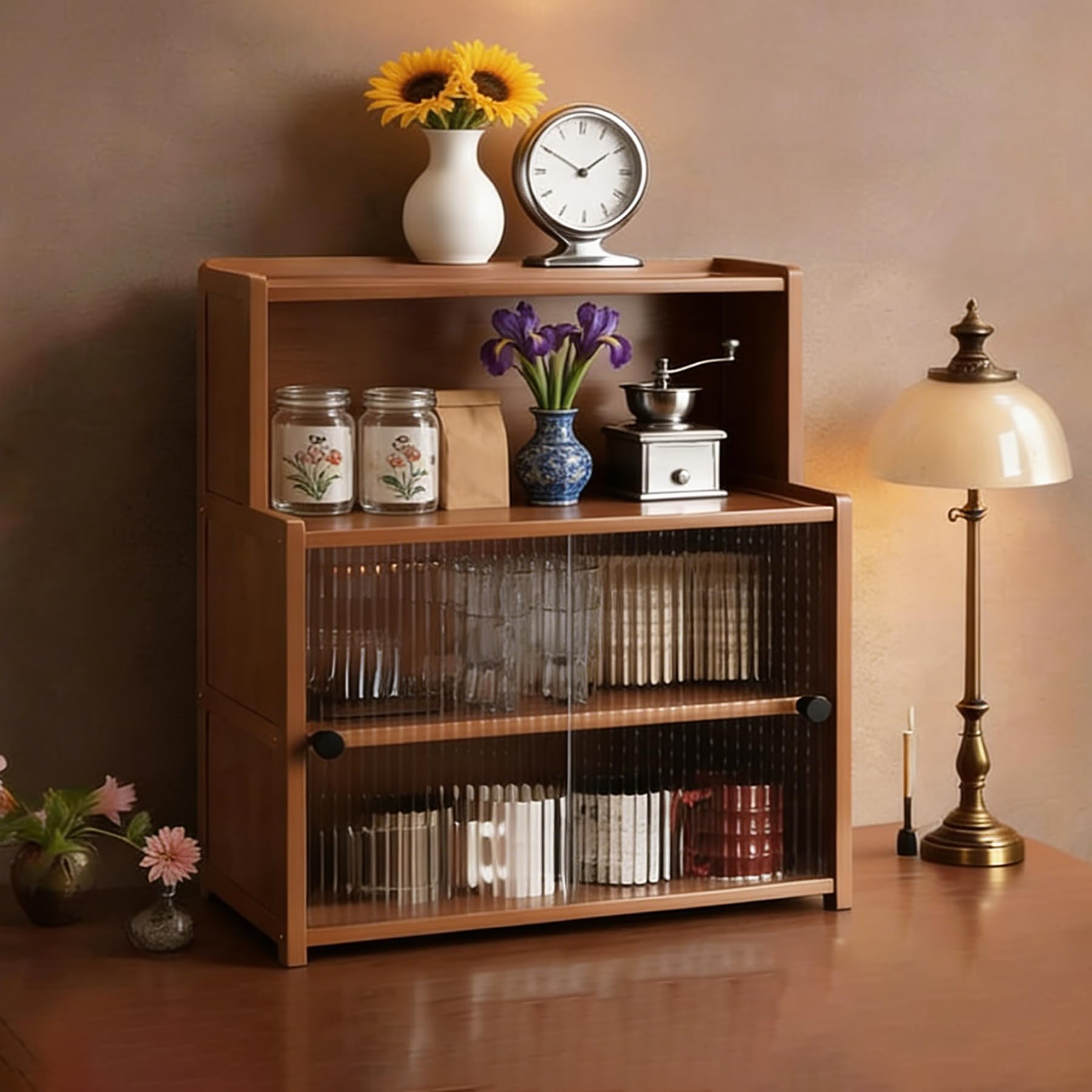 BHGFYXBS Kitchen Sto Cabinet Free Standing 3 Tier Pantry Sideboard With Cabinet Doors & Removable Shelves Versatile Countertop For Se Jars & Kitchen Tials 50Cm,3 Tiers-50Cm,3 Tiers-50cm