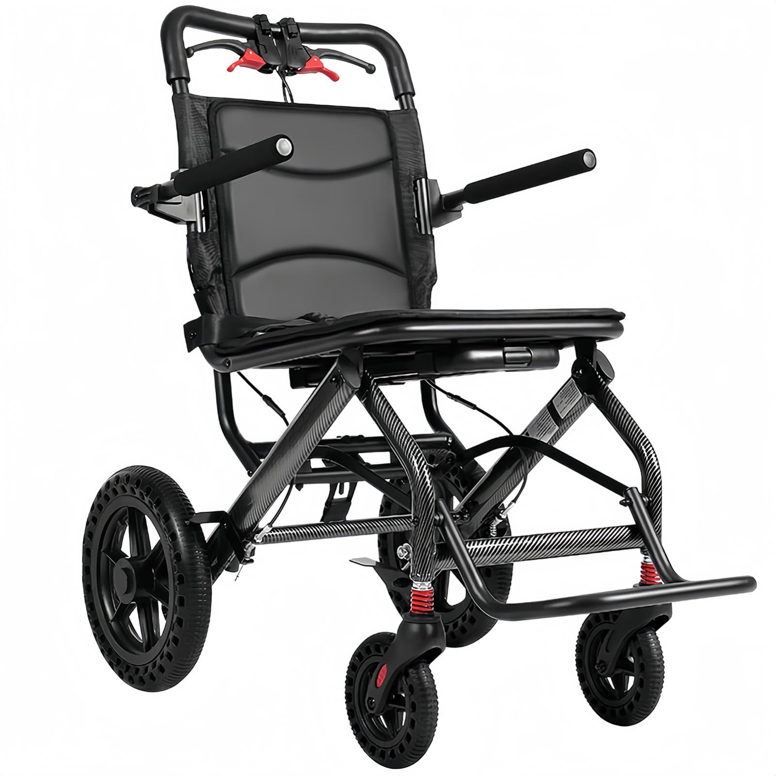 Silla de ruedas de transporte, ligera, plegable, estrecha, extra ligera, de aluminio, ultraligera para el hogar y los viajes, silla de ruedas plegable pequeña