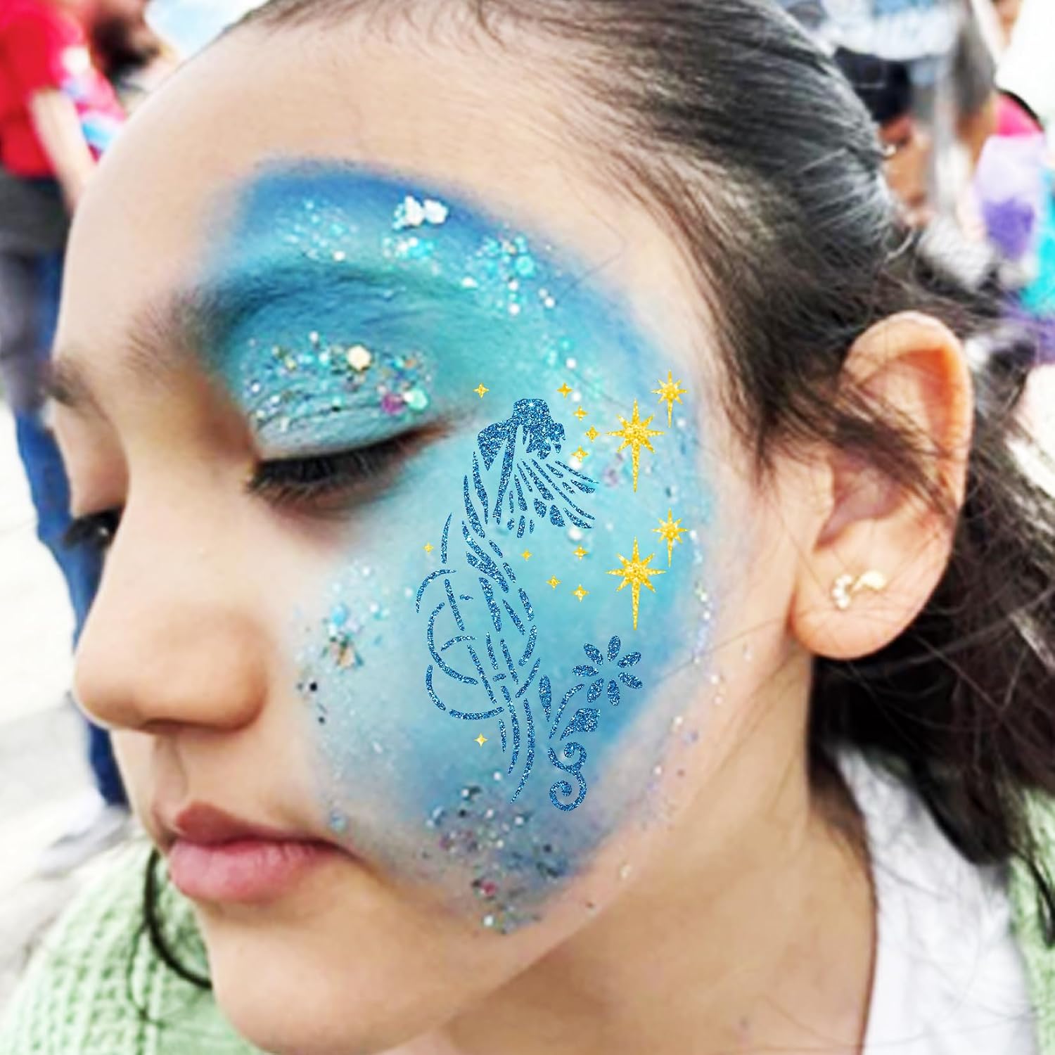 Face Paint Stencils Reusable Halloween Body Facial Painting Templates, Facepaint for Makeup Halloween Party Art Painting(face46)
