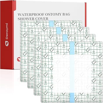DERAYMI 25 25cm Waterproof Ostomy Shower Cover - 50pcs Ostomy Bag Protectors for Colostomy, Ileostomy & Urostomy - Shower Guard Shield Supplies