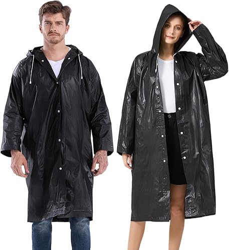 Ponchos de lluvia para adultos, mujeres y hombres (paquete de 2 a 5), impermeables reutilizables de EVA con capucha, equipo de lluvia portátil
