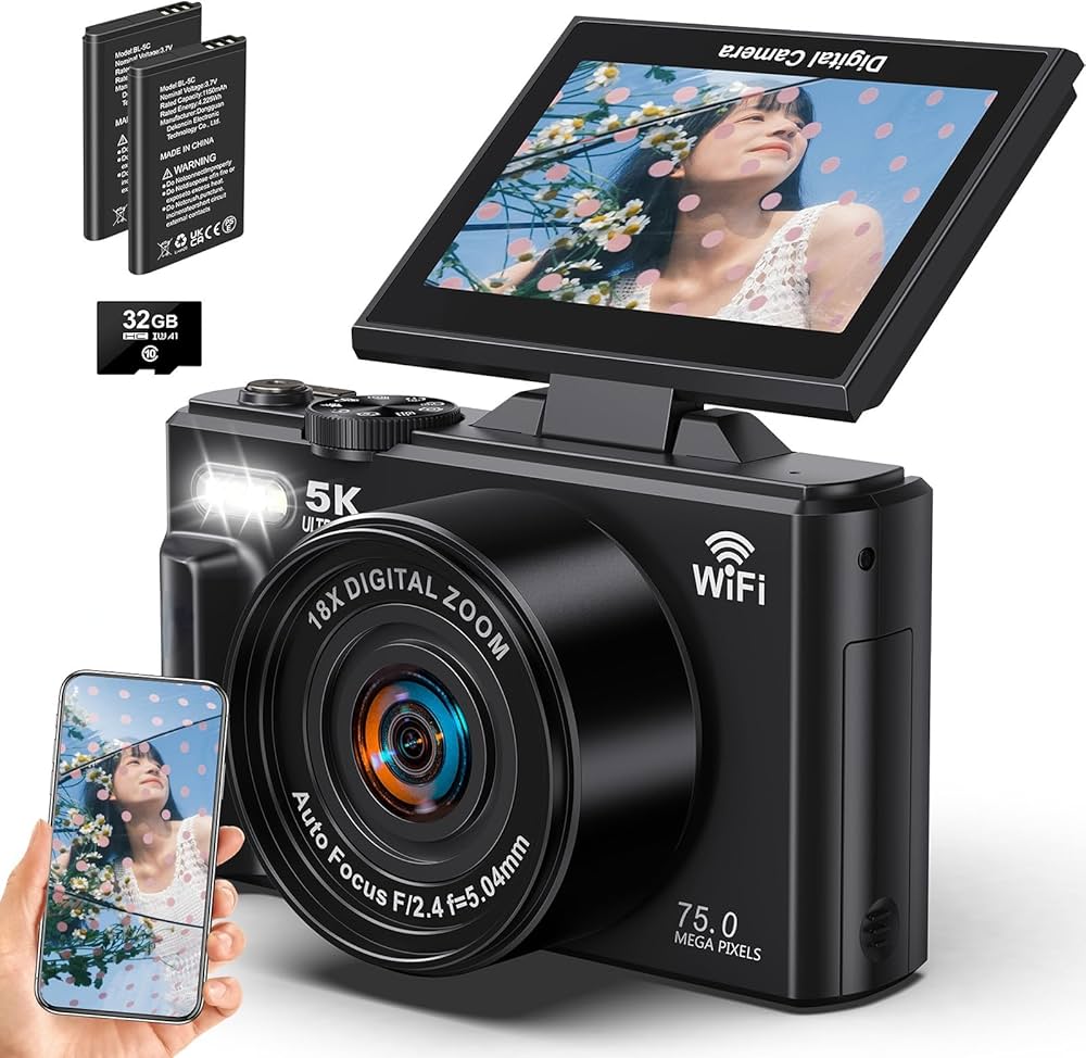 Amazon | Beho 5K録画 デジタルカメラ スマホに送れる デジカメ 7500万