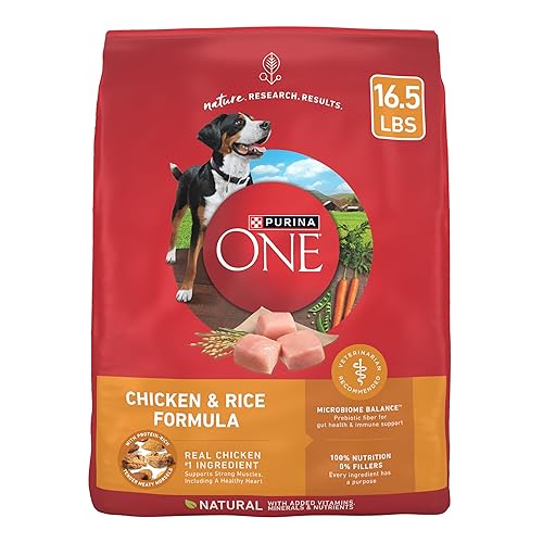 Purina ONE Chicken and Rice Formula Dry Dog Food - 16.5 lb. Bag - Chicken & Rice - 16.5 Pound (Pack of 1)