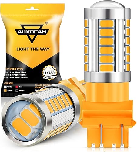 Auxbeam 3157 3156 Luces direccionales amarillas ámbar, 3156A 3056 3157KX 4157 3457 3757NAK Bombillas LED intermitentes de dirección intermitente,