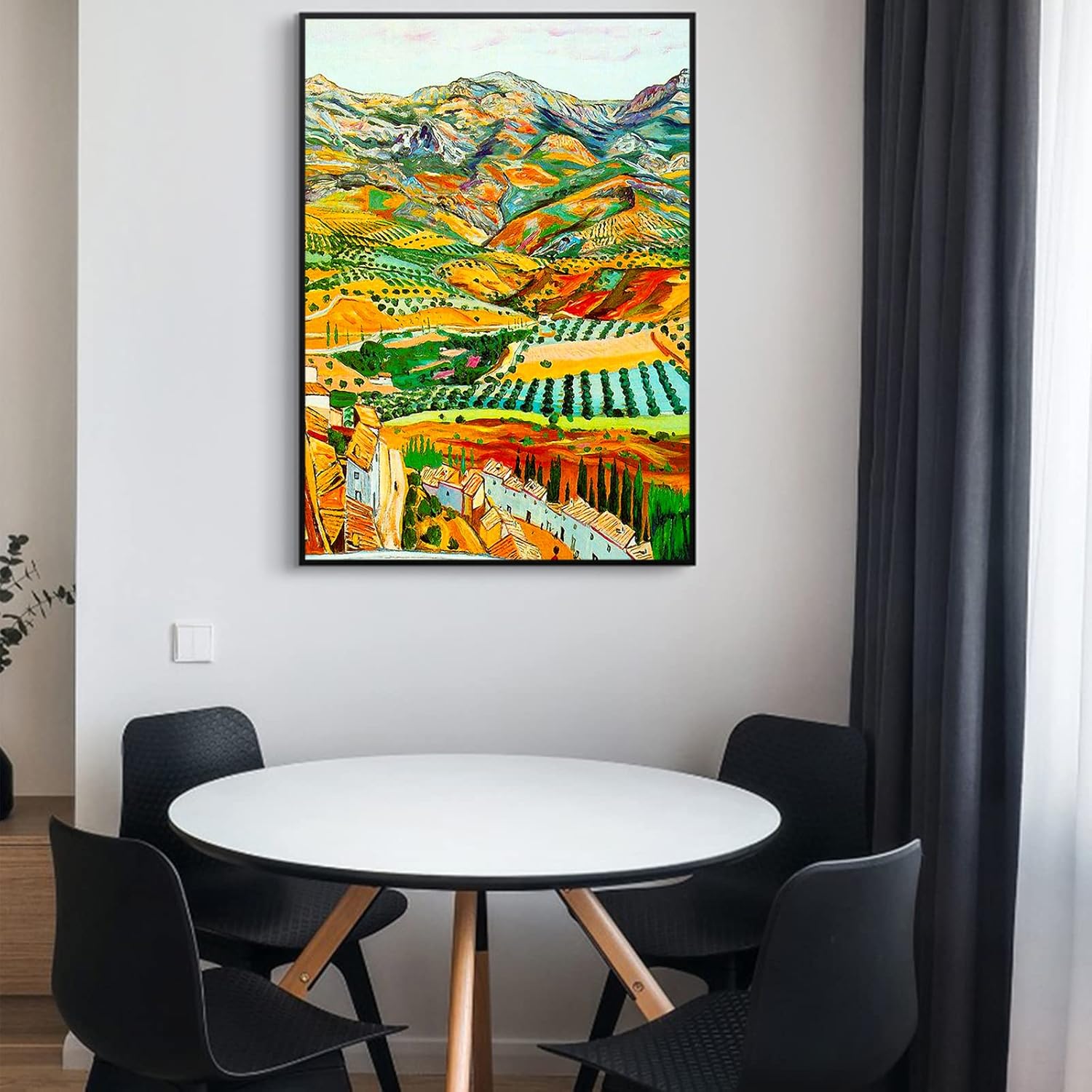 Cuadros De Lienzo De Pintura Al óleo De Ciudad Bulliciosa Imagen Horizontal Grande Para Sala De Estar, Sofá, Dormitorio, 29.5 X 51.2 In (30 X 51 Pulgadas) Con Marco