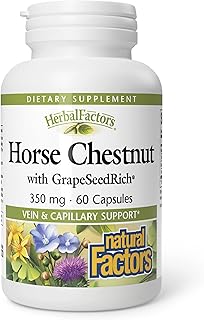 HerbalFactors by Natural Factors, Horse Chestnut, Antioxidant Support for a Healthy Circulatory System and Veins with GrapeSeedRich, 60 capsules (60 servings)