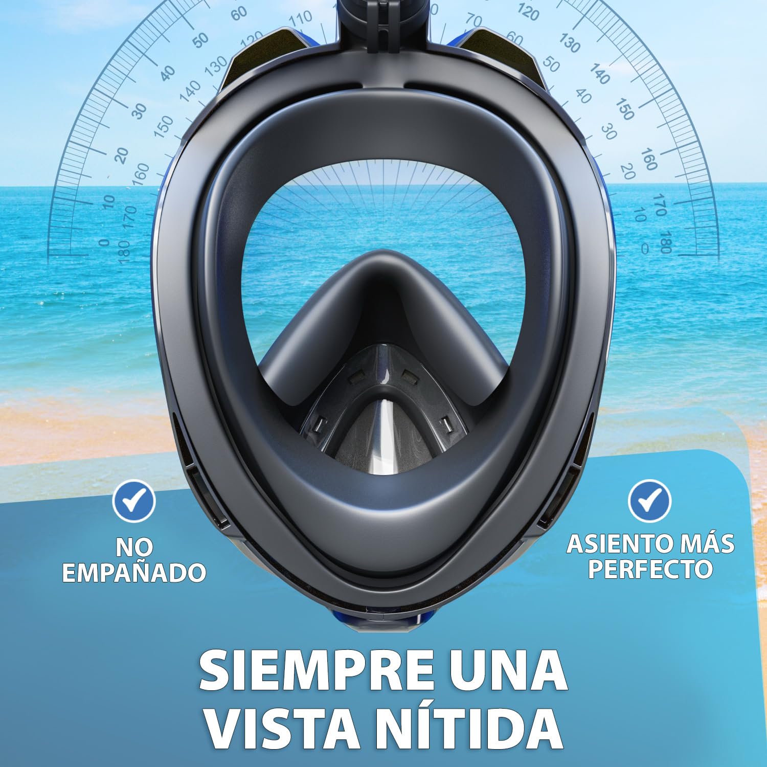 La galardonada máscara de Buceo KAIMANA® para Adultos y niños —Totalmente Apta para CO₂— Incluye un Estuche de Transporte — para Adultos— máscara de Buceo Integral