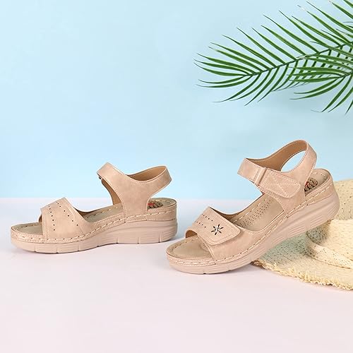 Miniatura 7 de JABASIC Sandalias cómodas para mujer, sandalias ortopédicas para caminar, sandalias ortopédicas con soporte para el arco