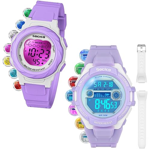 SOCICO Kids Digital Watches for Boys Teen Girls, 7 Color