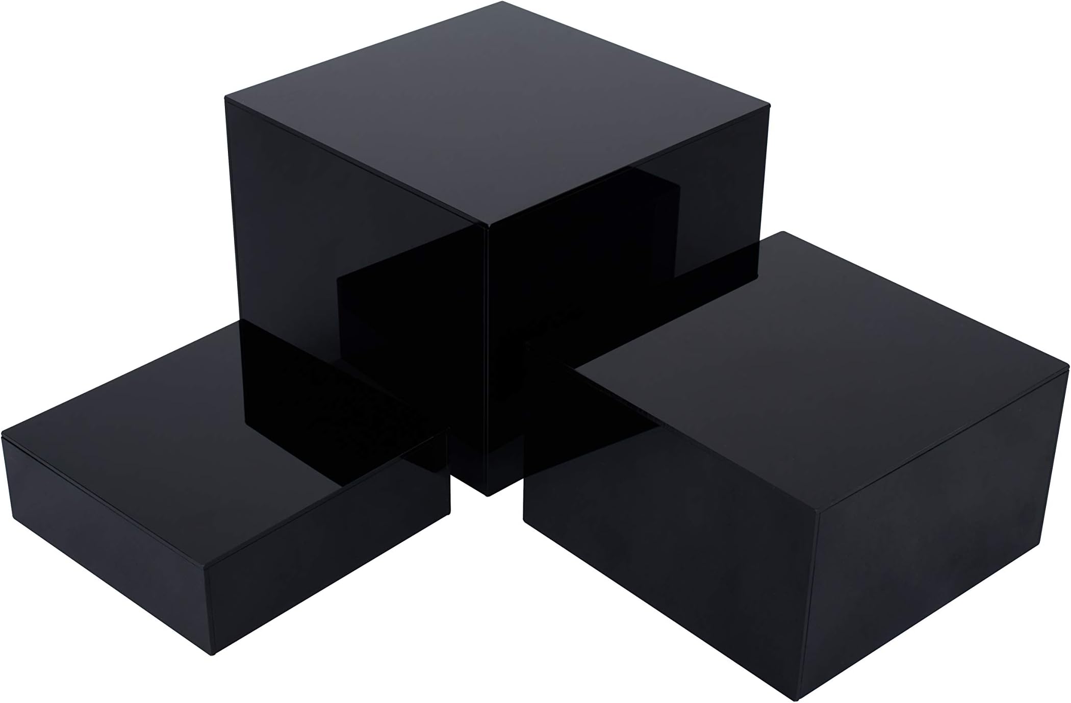 Red Co. set of 3 glossy black acrylic cube display nesting risers with hollow bottoms, B081ZJDY8J_CA NARF