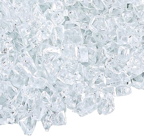 GRISUN Vidrio ignífugo de color durazno para hoguera, 10 libras, 14 de pulgada de alto, reflectante, rocas de vidrio templado para chimenea natural