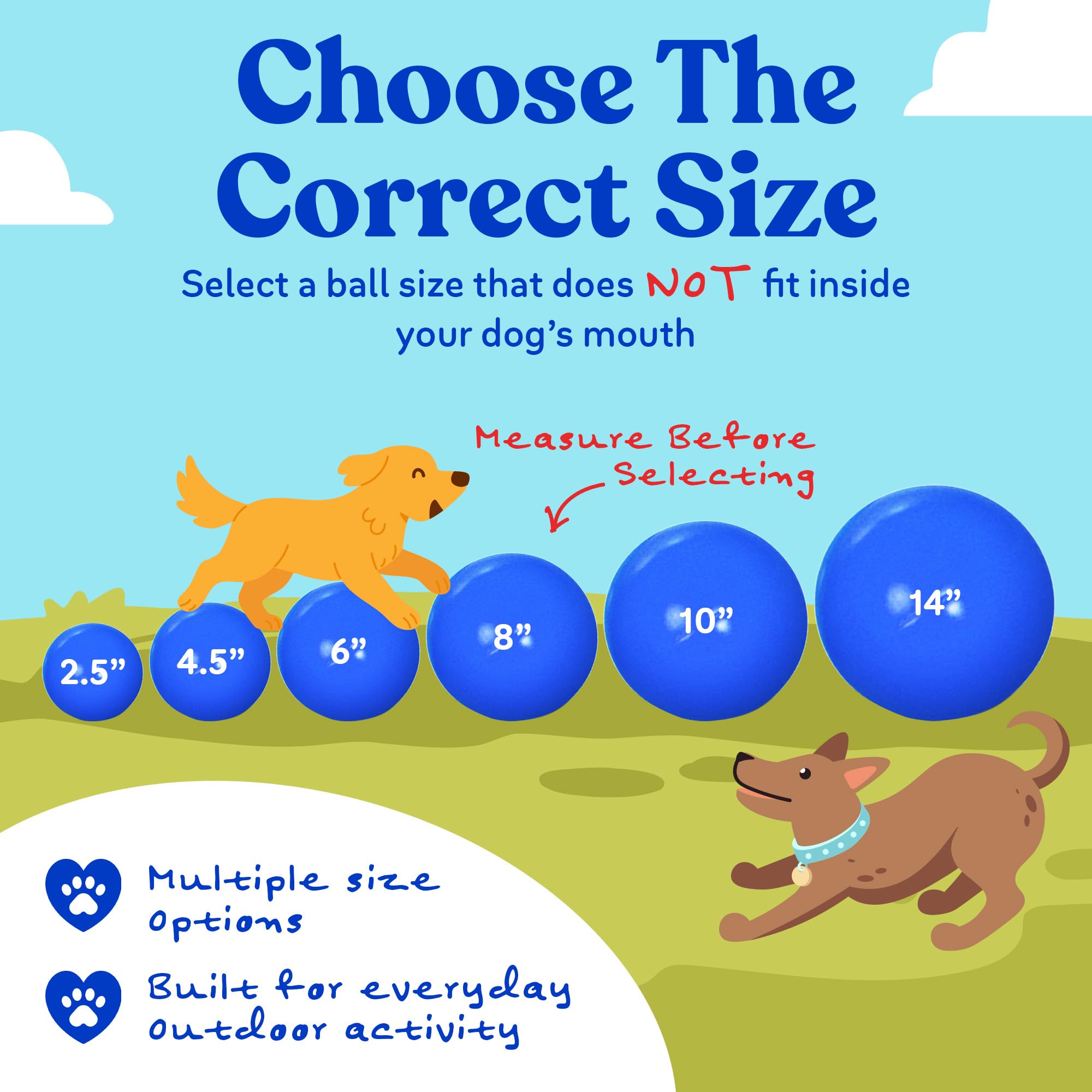 Doggie Dooley Pelota para perros prácticamente indestructible, juguete interactivo de plástico duro de 14 pulgadas para razas grandes de más de 75 libras, construido para pastoreo y juego de empuje