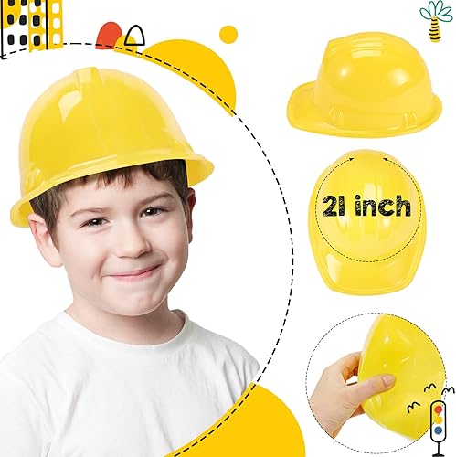 Miniatura 3 de Geyoga Chaleco de construcción de 16 piezas para niños, recuerdos de fiesta, sombrero duro, suministros de vestir de construcción, disfraz divertido