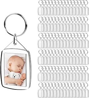 NA Blank Photo Insert Keychains (100 Pack),Translucent Clear Acrylic Key Rings for Double-Sided Photos,Small Picture Frames Keychains for Family, Friends, Gifts & Craft 5.4 x 3.5cm