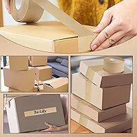 Vista 6 de Cinta de papel Kraft engomada activada por agua, 1.9 pulgadas x 49.2 yardas cinta de embalaje marrón para embalaje y envío seguros resistentes