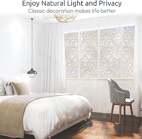 Miniatura 2 de rabbitgoo Película de privacidad para ventana, adhesivos decorativos para ventanas, con bloqueo UV, adherencia estática, no adhesivas, vinilo para