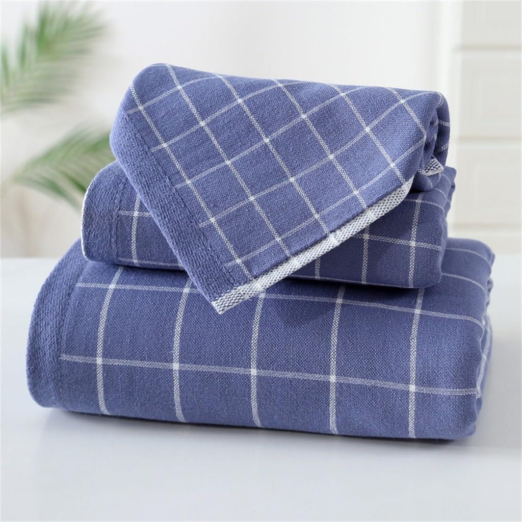 Men's Women's Bath Towel Plaid Women's Men's Hand and Face Bath Towel Set of 3 Cotton Adult 70 * 140 34 * 76 34 * 34(Black)