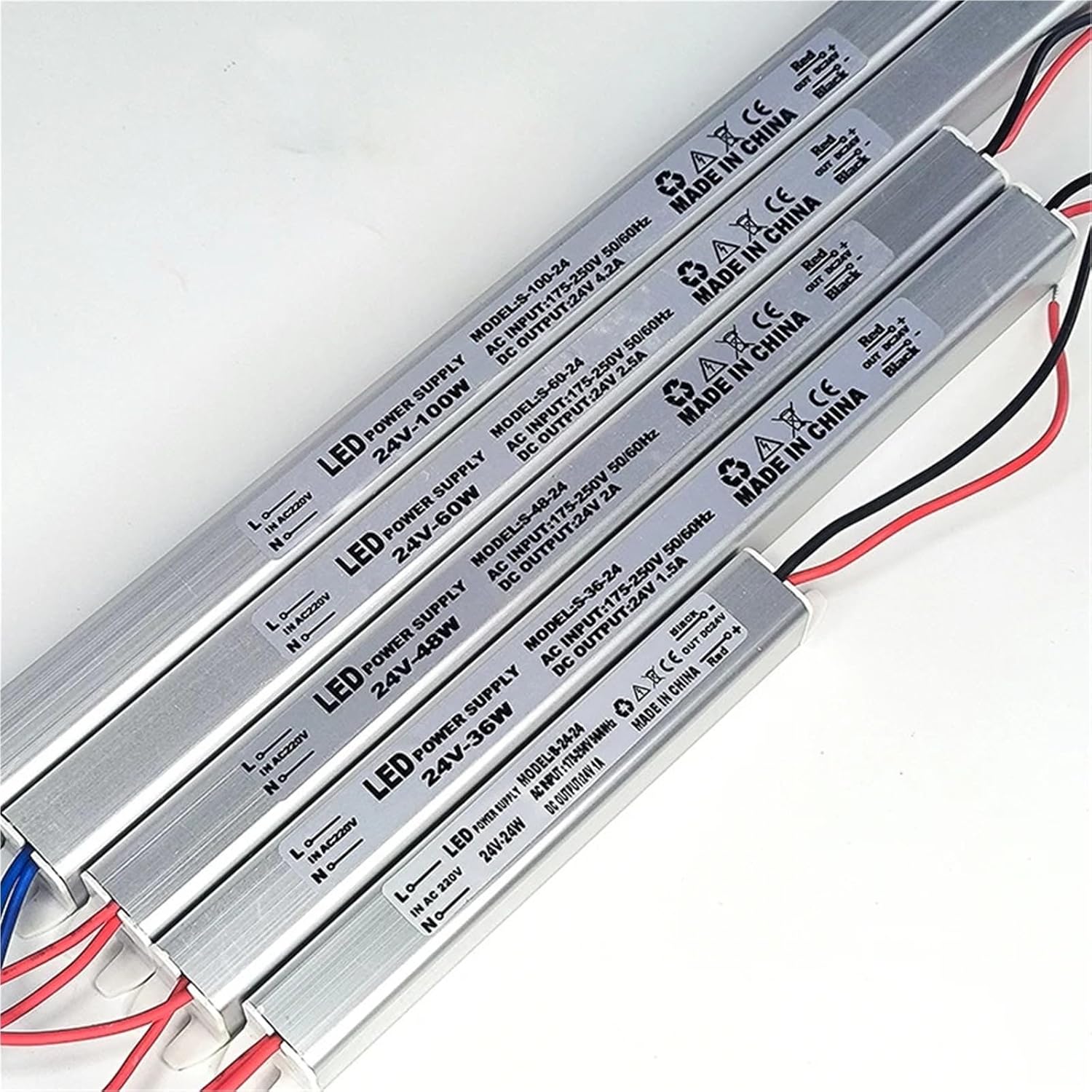 12V 24V LED Driver Power Supply 220V Switching Lighting Transformer 24W 36W 48W 60W 100W for Light(1 Piece_48W_24V)
