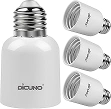 DiCUNO E26 to E39 Socket Adapter, Medium E26 to Mogul E39 Screw Base Light Bulb Socket Converter, Maximum 300W, 165℃ Heat Resistant, Pack of 4