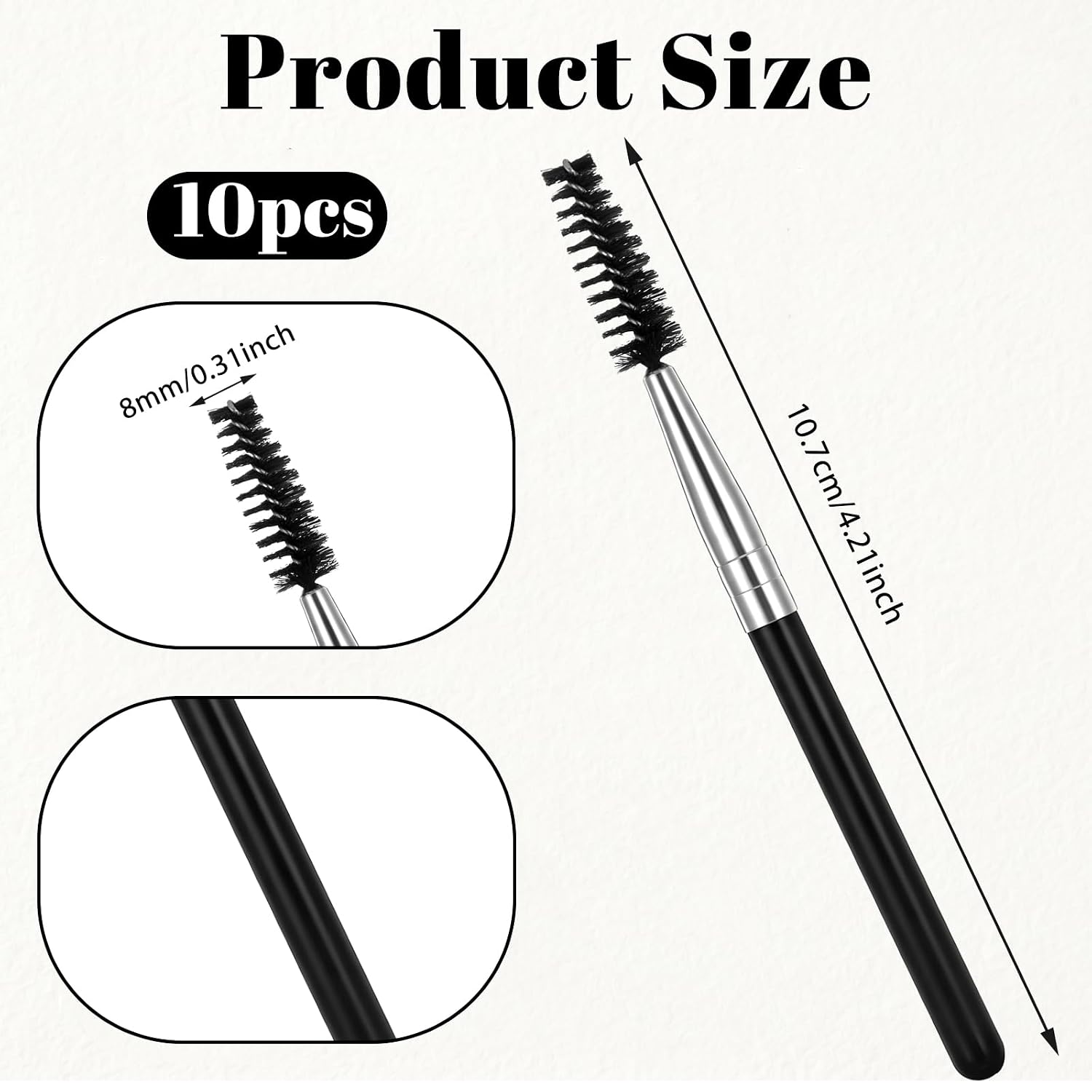 10 Pack Eye Lash Brush Eyebrow Spoolies Reusable Eyebrow Brush Mascara Brushes Wands Makeup Lash Spoolies Set for Lifting Eyebrows Eyelash Extension Makeup(Black)