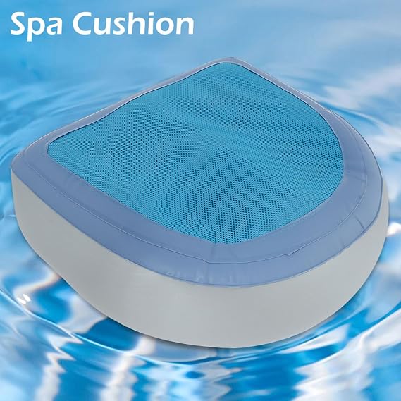 2Pcs Inflatable Booster Seat with Suction Cups, 3D Air Mesh Hot Tub Cushion, Quick-Dry Spa Back Pad for Bathtub Massage, Adult Bath Seat Accessory (2PCS)