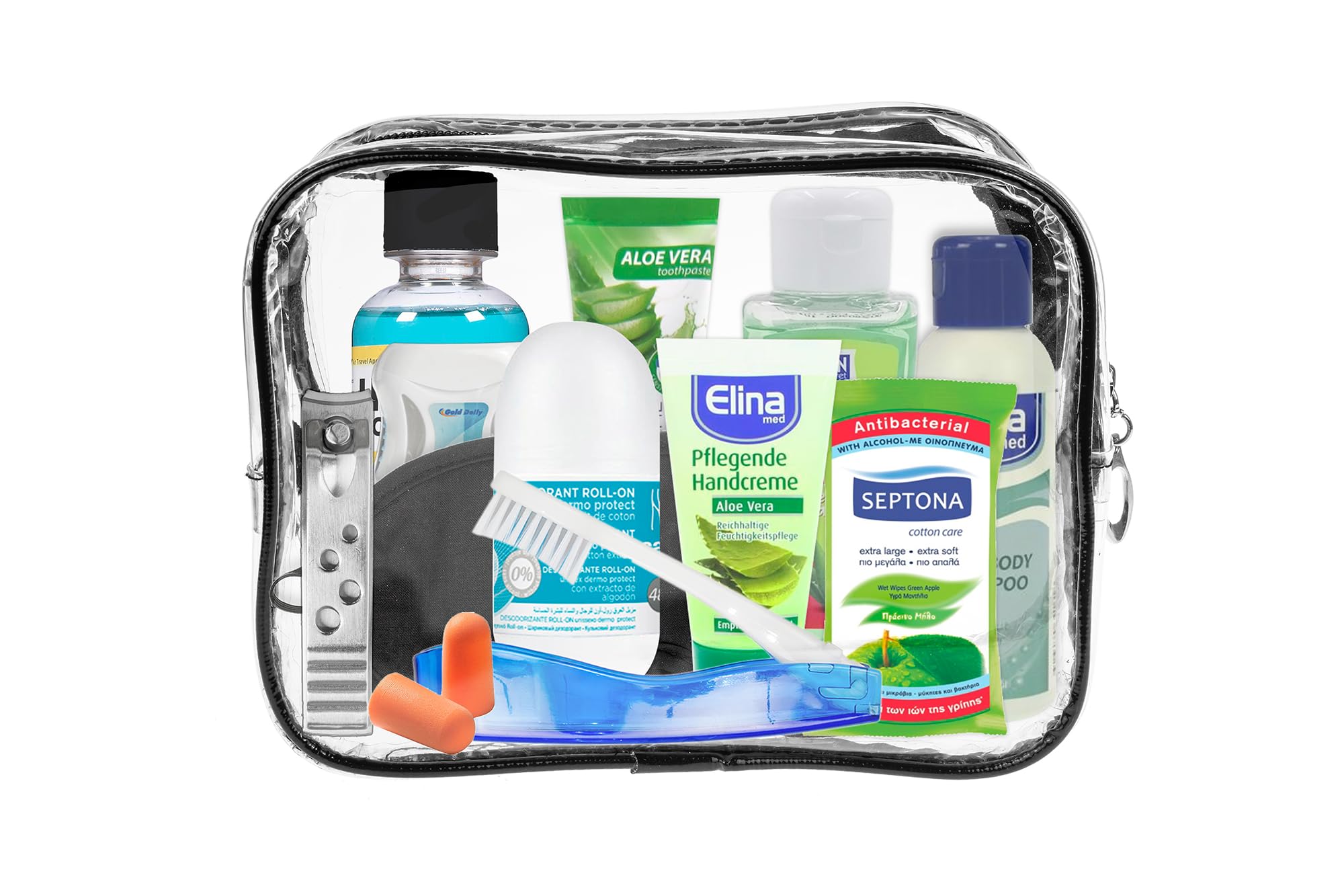 Kit d'accessoires de voyage (kit de voyage), adapté aux bagages à main en avion, en vacances et en voyage d'affaires. Contient des produits de soins personnels supplémentaires dans une trousse de