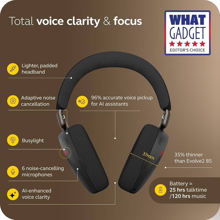 Amazon.com: Jabra Evolve3 85 Over-Ear Wireless Bluetooth Headset
